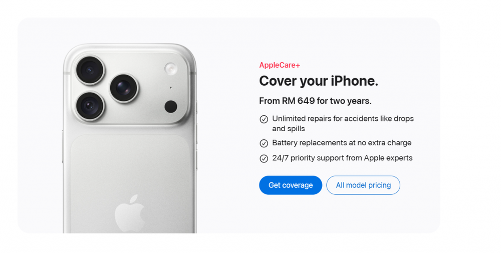 Image from: CelcomDigi Protect+ covers your iPhone and up to 3 Apple devices. Free battery replacement coverage included