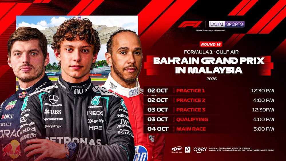 Image from: Here’s how to catch the F1 Bahrain Grand Prix in Malaysia 2026 for free