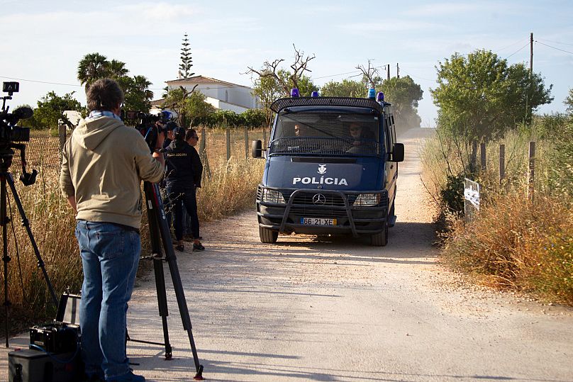 A Portuguese police van drives along a dirt road near Lagos, 3 June, 2025