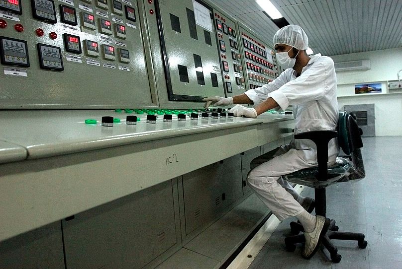 A technician works at the Uranium Conversion Facility just outside the city of Isfahan, 3 February, 2007
