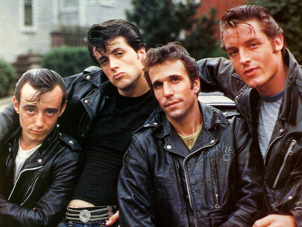 Paul Mace, Sylvester Stallone, Henry Winkler and Perry King in a promotional image for ‘The Lords of Flatbush’ (Ebbets Field Film/Kobal/Shutterstock)