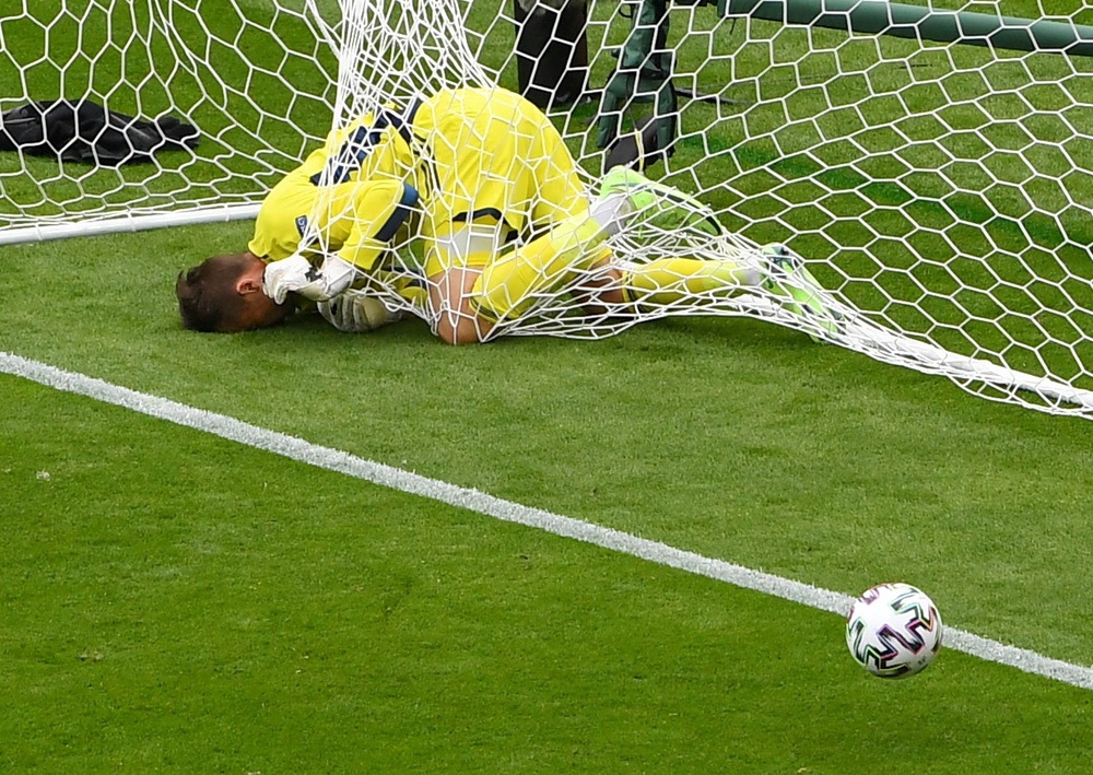 David Marshall was beaten by Patrik Schick's wonder goal at Hampden (Pool via REUTERS)