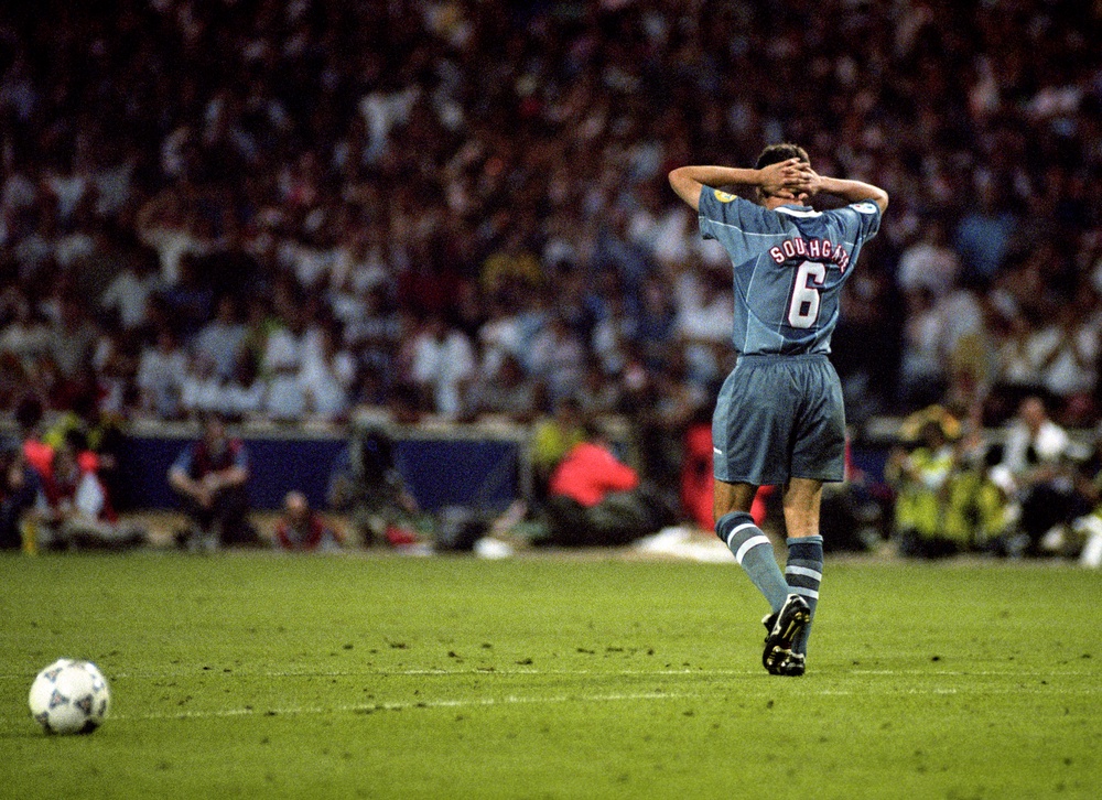 Gareth Southgate missed his penalty in the shootout between England and Germany in the Euro 1996 semi-final (PA Archive)