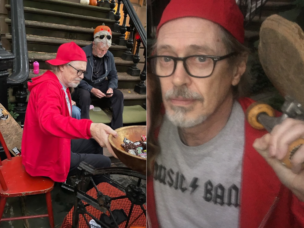 Steve Buscemi’s ‘How Do You Do Fellow Kids?’ meme originated in a 2012 episode of ‘30 Rock’. The actor later referenced the scene for a Halloween costume (Twitter/@WUTangKids & @DebraWexler_)