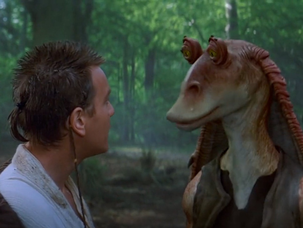Obi-Wan Kenobi and Jar Jar Binks in ‘The Phantom Menace’ (Lucasfilm)