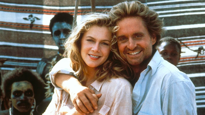 Kathleen Turner and Michael Douglas began a secret relationship when they worked together on ‘Romancing the Stone’ (20th Century Fox)