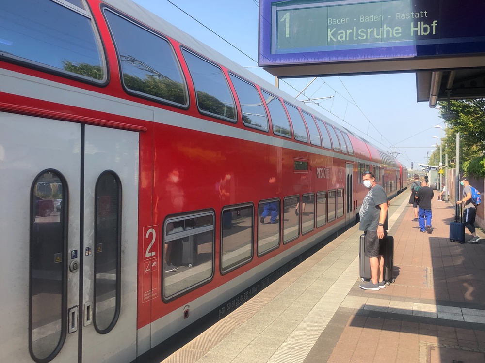 Regional Express train at Appenweier station in southwestern Germany, a self-styled European rail crossroads (Simon Calder)