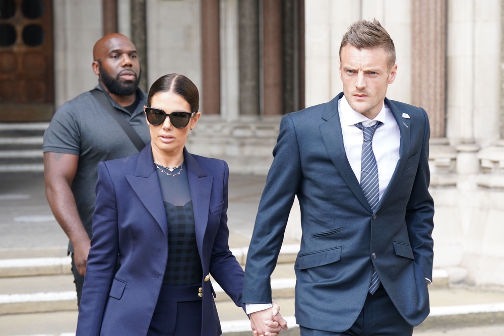 The couple leaving the Royal Courts of Justice in London during the Wagatha Christie trial (PA)