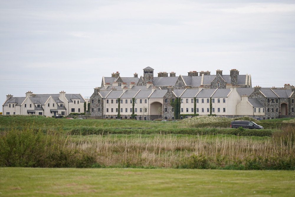 Locals of Doonbeg in Co. Clare, Ireland, reportedly welcomed the construction of a ballroom attached to Trump International Golf Links & Hotel (pictured center) (PA Wire)