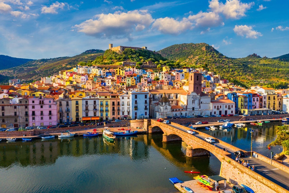 An aerial view of the beautiful village of Bosa in Sardinia (Getty/iStock)