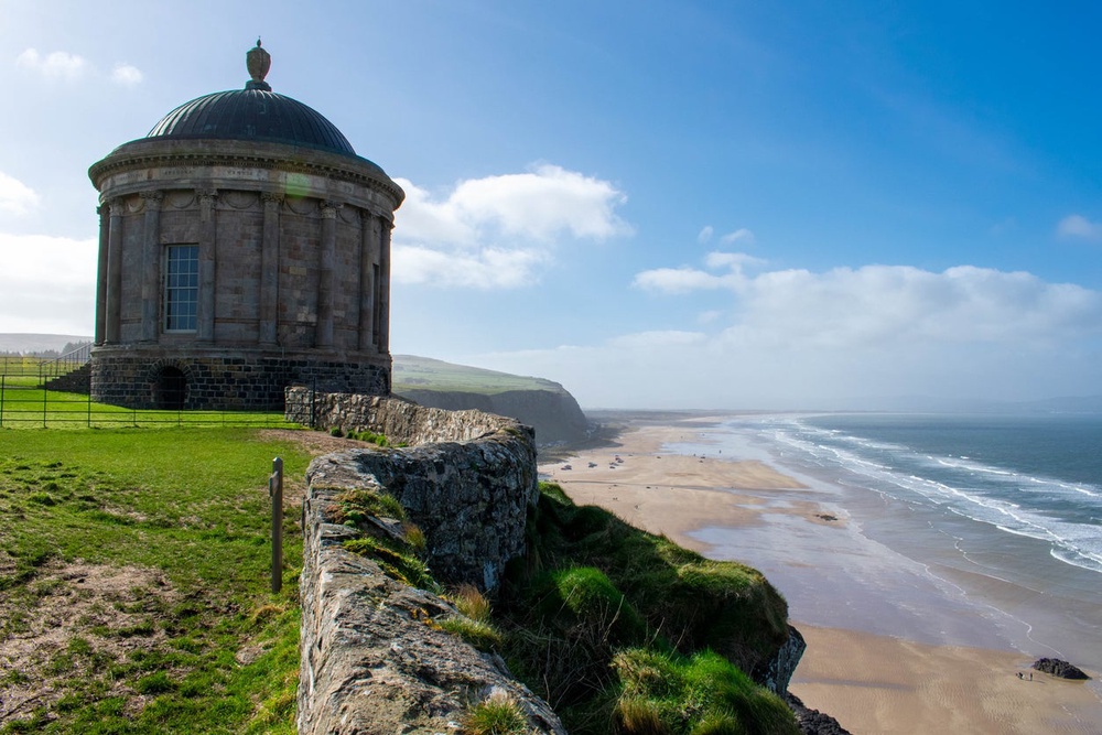 Benone Beach is overlooked by Mussenden Temple (Getty Images/iStockphoto)