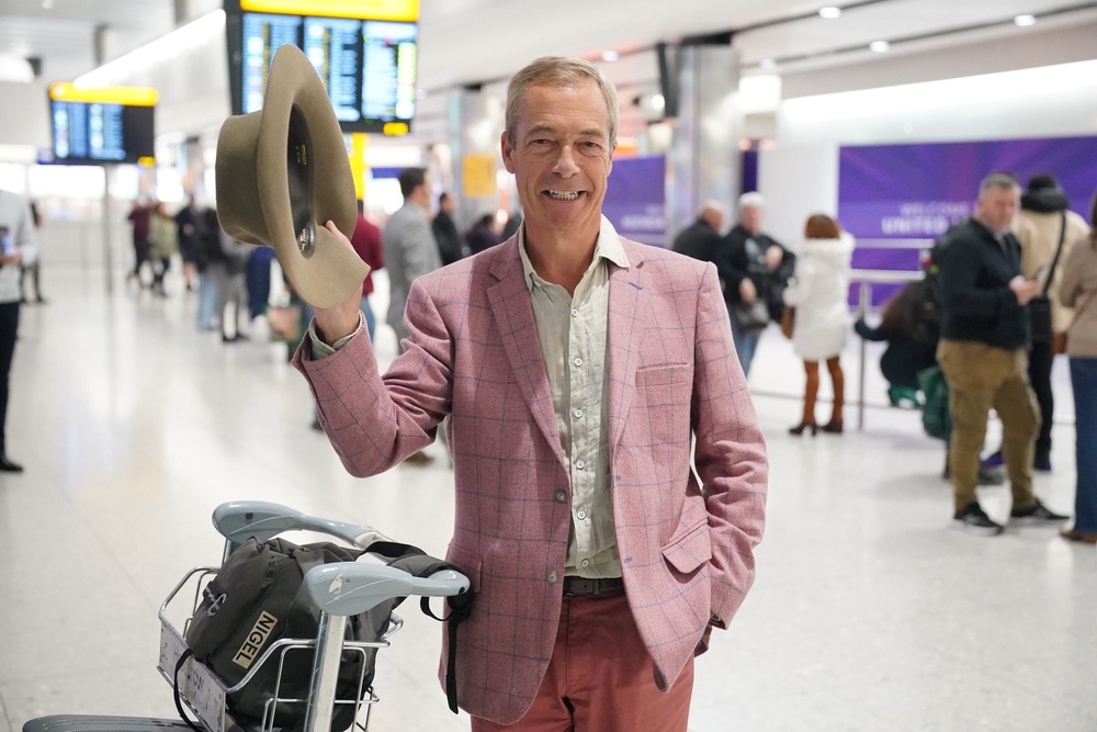 Nigel Farage arrives back in the country after competing in I’m A Celebrity... Get Me Out Of Here! (PA)