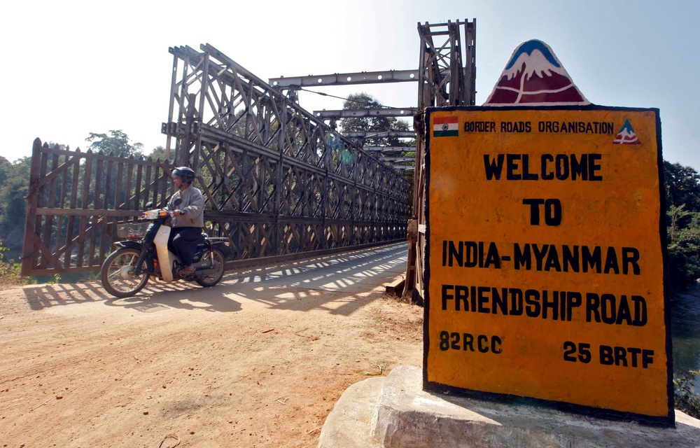 The Indo-Myanmar border bridge at the border town of Moreh, in the northeastern state of Manipur (Reuters)