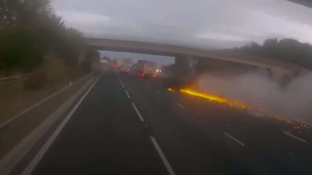 Moment drink driver causes fiery motorway crash captured in shocking ...