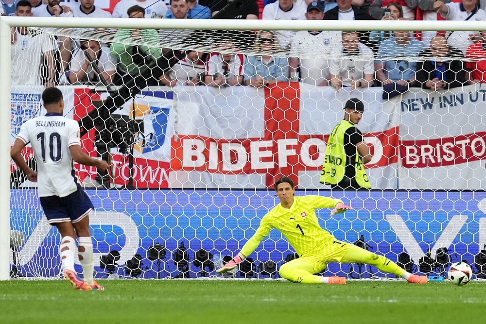 Jude Bellingham scored a penalty in the shootout against Switzerland in Euro 2024 (Martin Rickett/PA) (PA Wire)