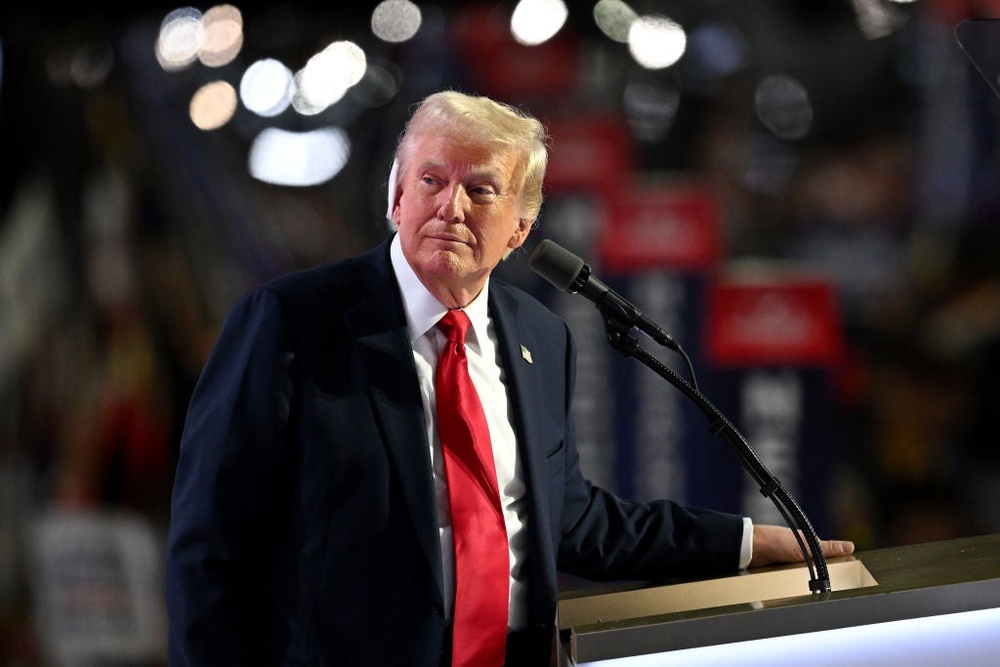 Image from: Trump RNC live: Trump mentions Biden only twice in marathon speech as Hulk Hogan rips off shirt
