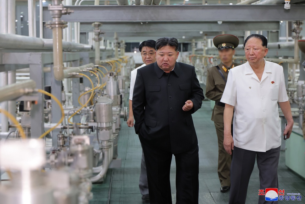 North Korean leader Kim Jong Un inspects a nuclear facility at an undisclosed location in North Korea (EPA)