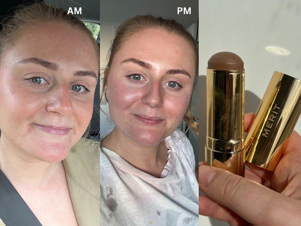 I keep a stick of Merit’s bronze balm in my handbag at all times (Lucy Smith/The Independent)