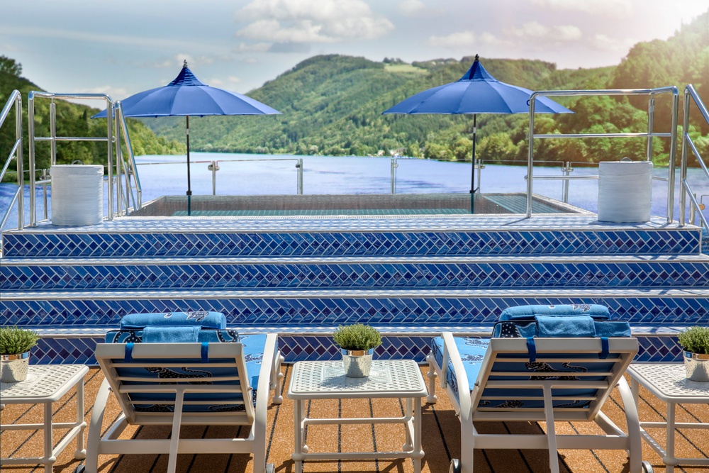 View from Bon Vogage’s sun deck infinity pool (Uniworld)