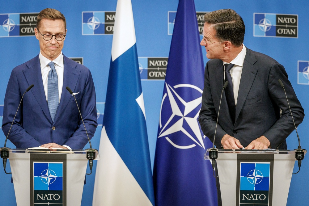President of Finland Alexander Stubb, left, and NATO secretary general Mark Rutte, right (EPA)