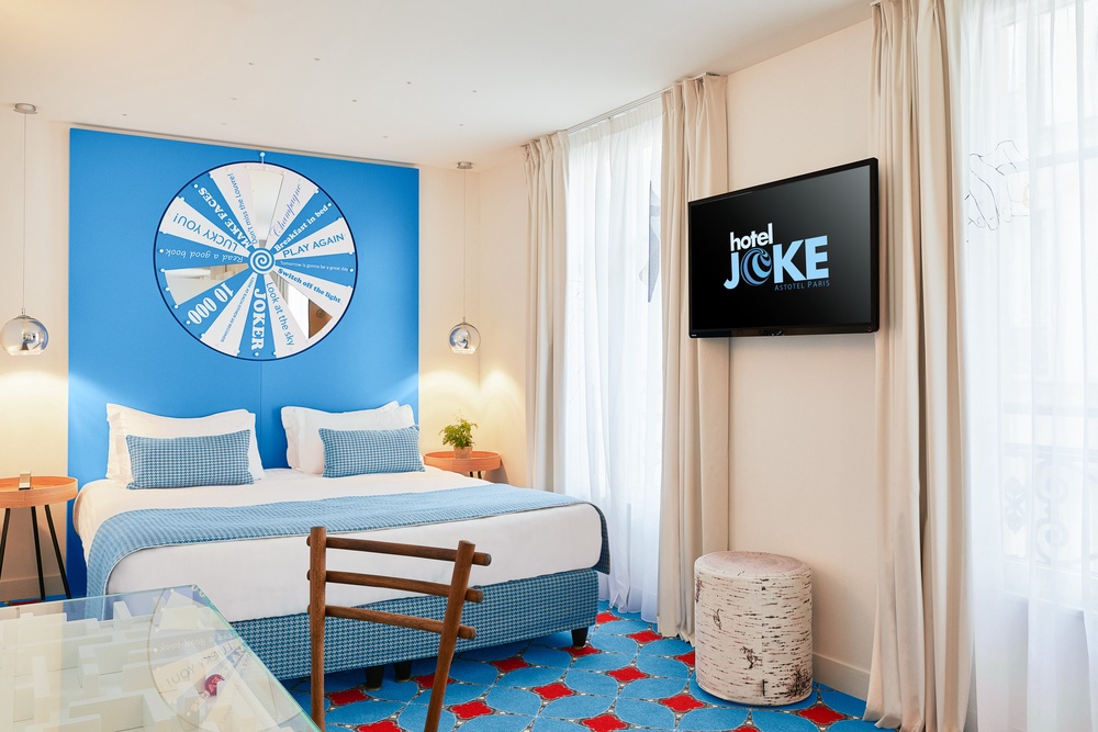 Hôtel Joke’s eclectic decoration will please younger members of the family (J.B. Clevenot and G. Grasset for Hotel Joke*** - Astotel, Paris)