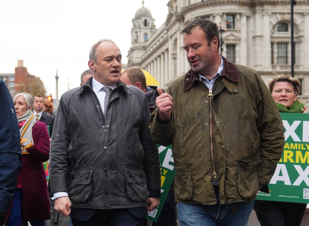Liberal Democrat leader Sir Ed Davey has been seen speaking to protesters (James Manning/PA Wire)