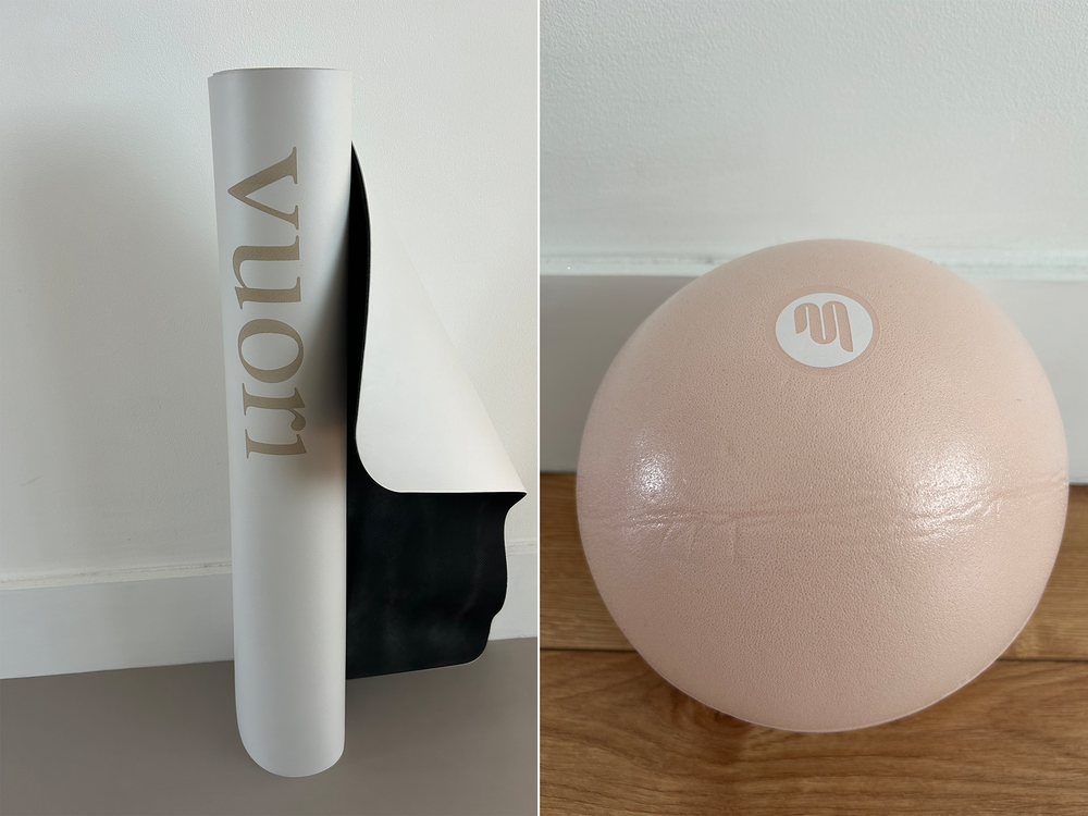 I stretched, balanced and toned using a pilates ring, ball, weights and more (Maisie Bovingdon/The Independent)