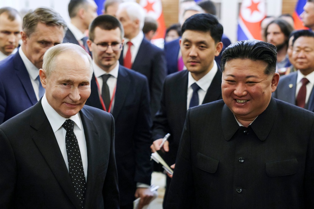 Russian president Vladimir Putin with North Korean leader Kim Jong Un (Sputnik)