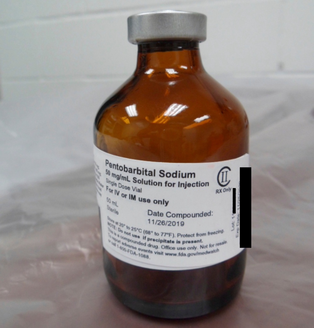 This photo provided by the U.S. Department of Justice shows a vial of pentobarbital used in the executions of two inmates in July 2020, according to court filings. (Department of Justice)