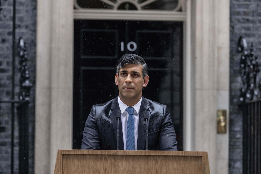 Rishi Sunak announced the 2024 general election in the pouring rain outside 10 Downing Street (PA Media)