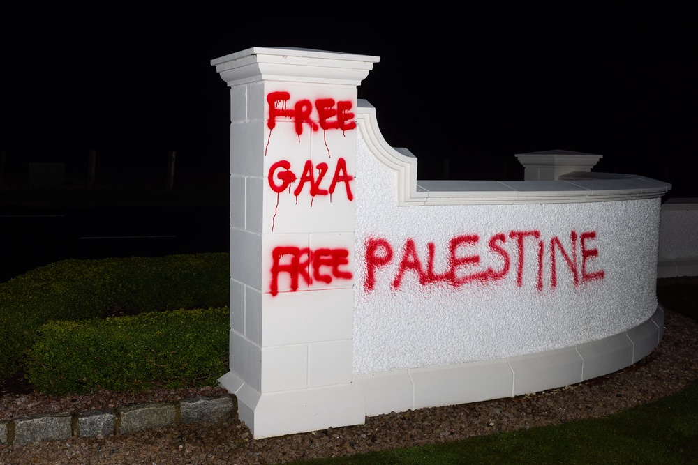 Prosecutors also allege the group painted “political and offensive” slogans (Palestine Action)