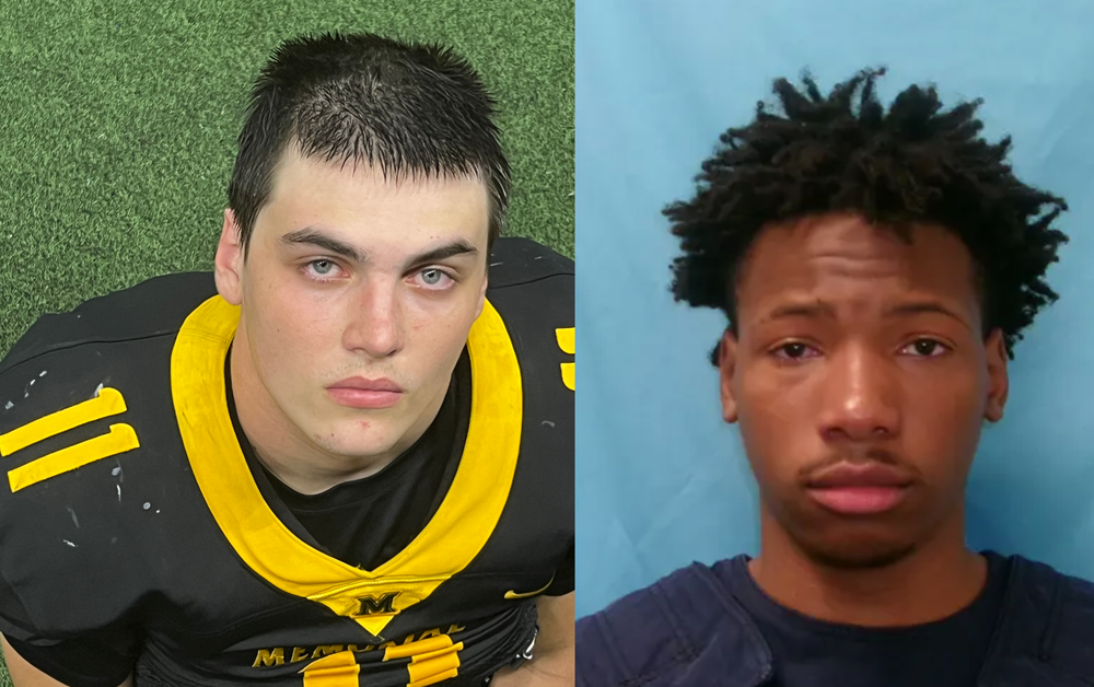 Karmelo Anthony (right) was convicted of fatally stabbing Austin Metcalf (left) at a high school track meet (GoFundMe/Frisco Police Department)