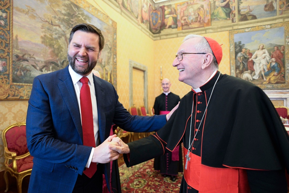 Vance said that he discussed migration with Cardinal Pietro Parolin, the Vatican’s secretary of state (Vatican Media)