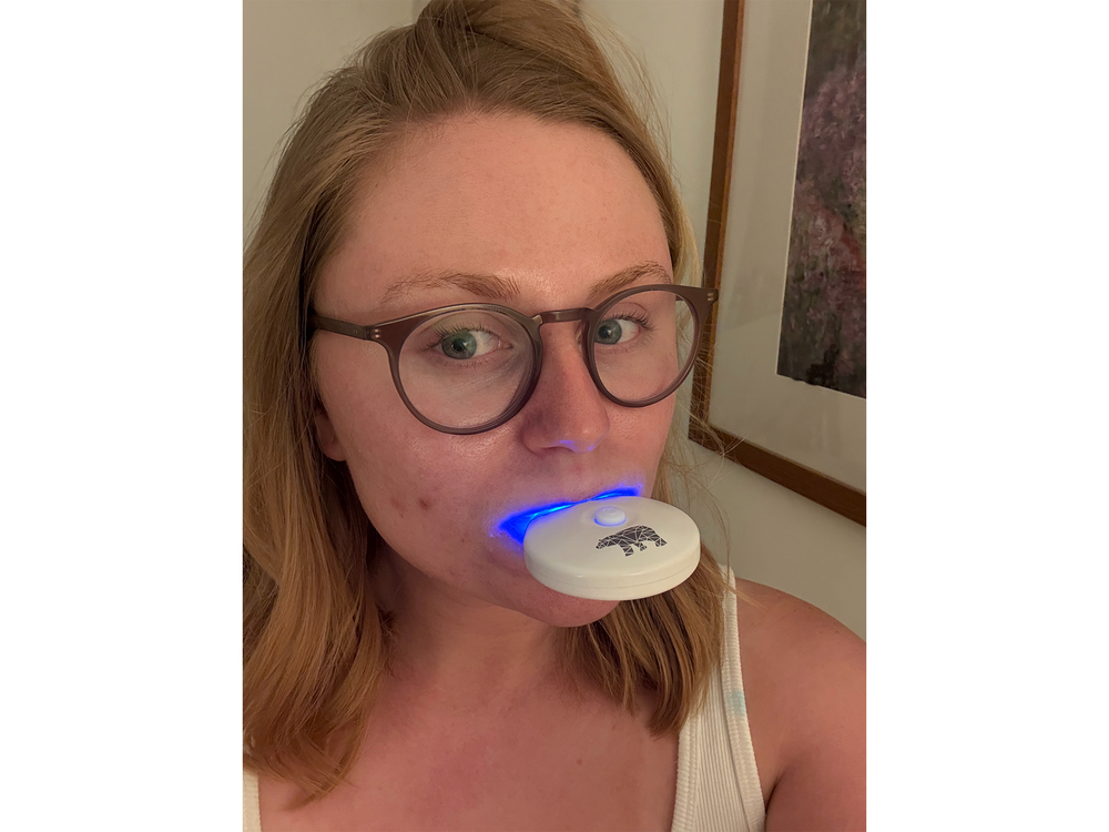 The final 10 minutes of wearing the tray may cause jaws to clamp up (Lucy Smith/The Independent)