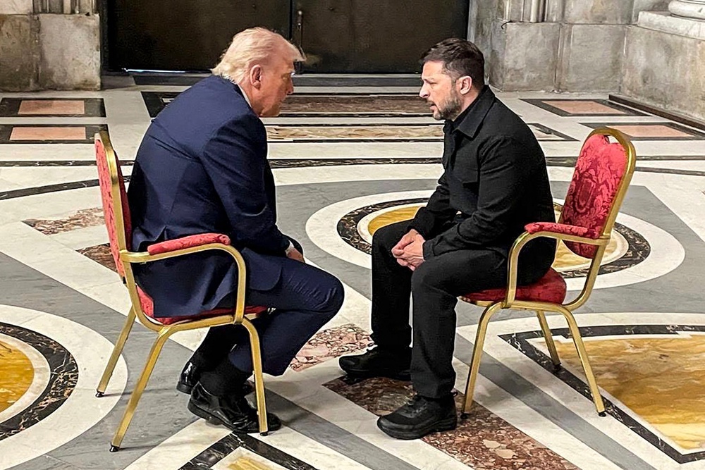 Mr Zelensky said his relationship improved with the US president after their meeting at the Vatican (Ukraine Foreign Affair Ministry)