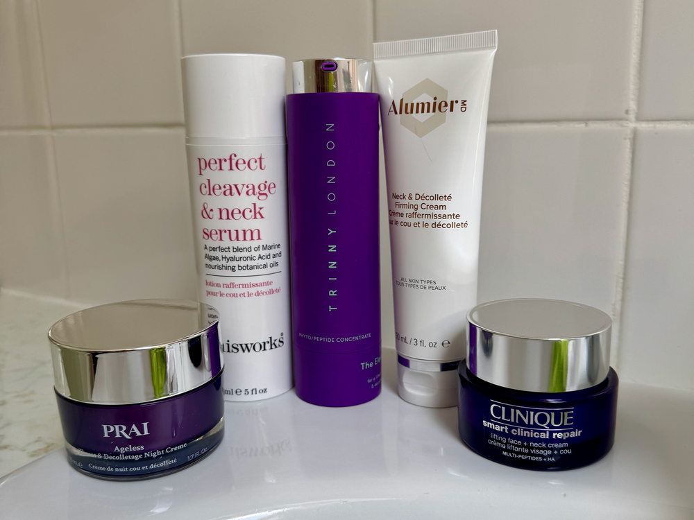 A selection of the best neck creams that earned a spot in this review (Sabine Wiesel)