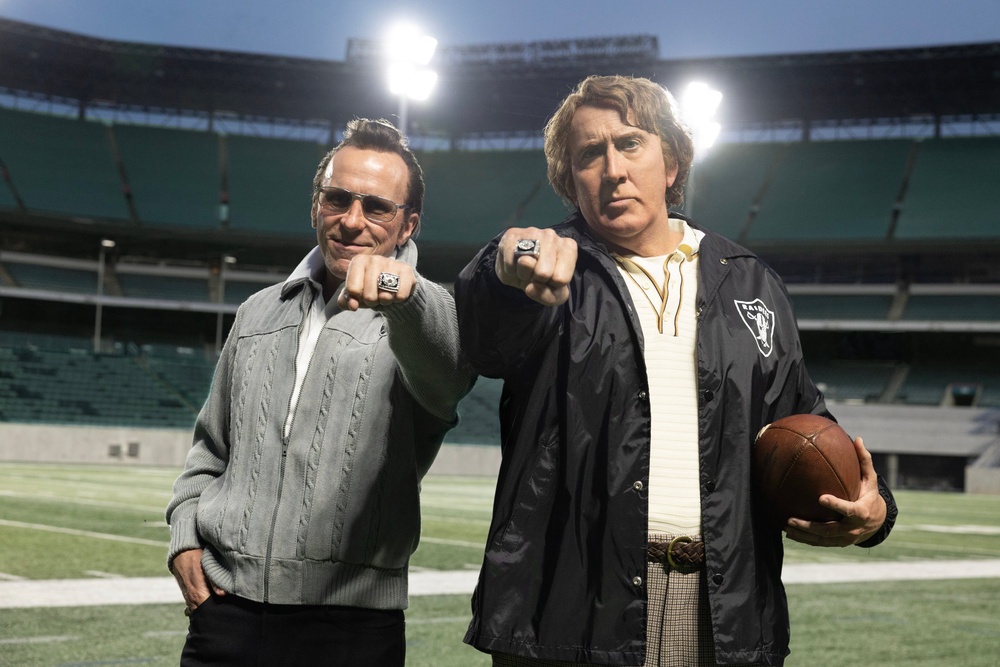 Christian Bale plays Al Davis and Nicolas Cage plays John Madden in 'Madden' (Chuck Zlotnick)