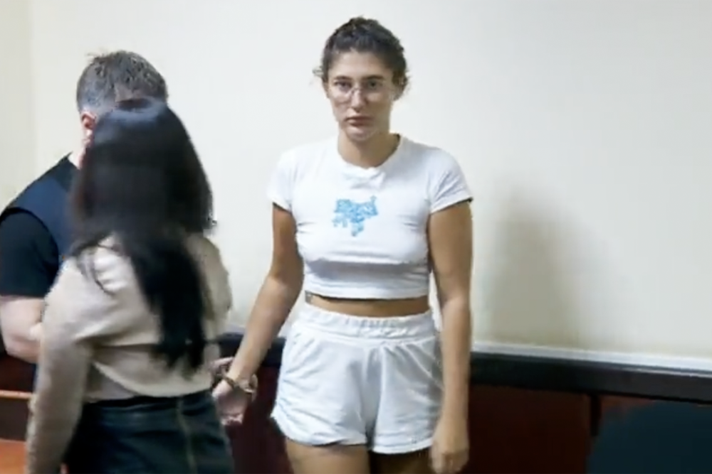 British teenager Bella May Culley after being arrested in Georgia for smuggling cannabis from Thailand. (East2West)