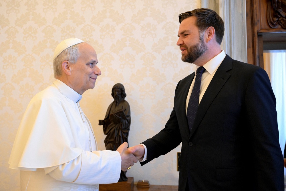 Pope Leo and JD Vance had an “exchange of views” during their meeting on Monday (via REUTERS)