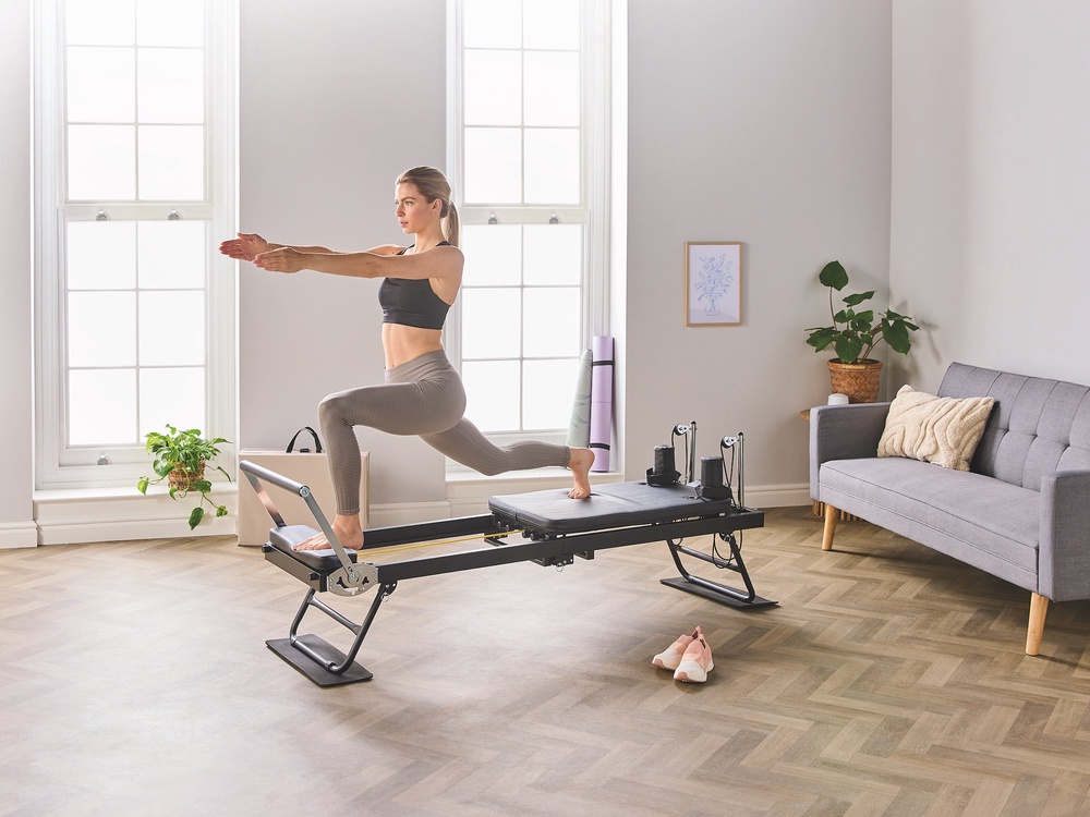 Aldi's reformer Pilates machine folds away making it easy to store (Aldi)