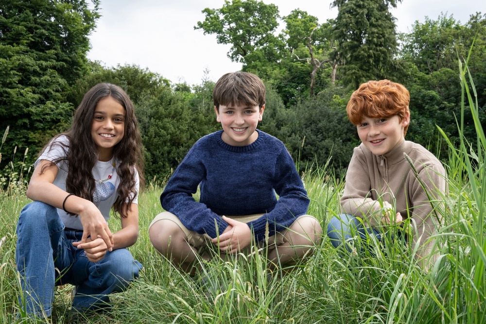 Dominic McLaughlin (center) has been cast as Harry Potter, Arabella Stanton (left) has been cast as Hermione Granger, and Alastair Stout (right) has been cast as Ron Weasley (HBO)