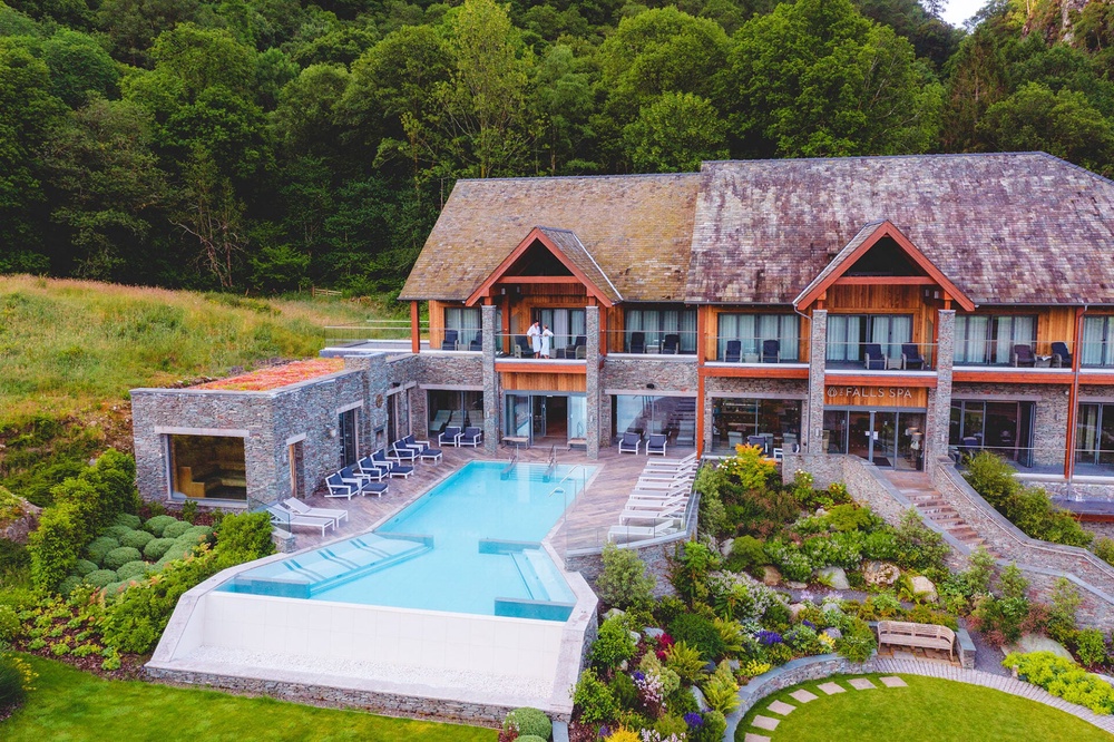 Lodore Fall’s pool backs onto the Lake District’s rolling hills (Lodore Falls Hotel & Spa)