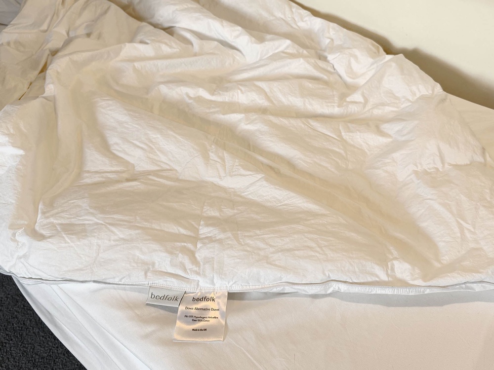 Bedfolk’s down alternative duvet is like something you’d find in a fancy hotel (Sarah Jones/The Independent)
