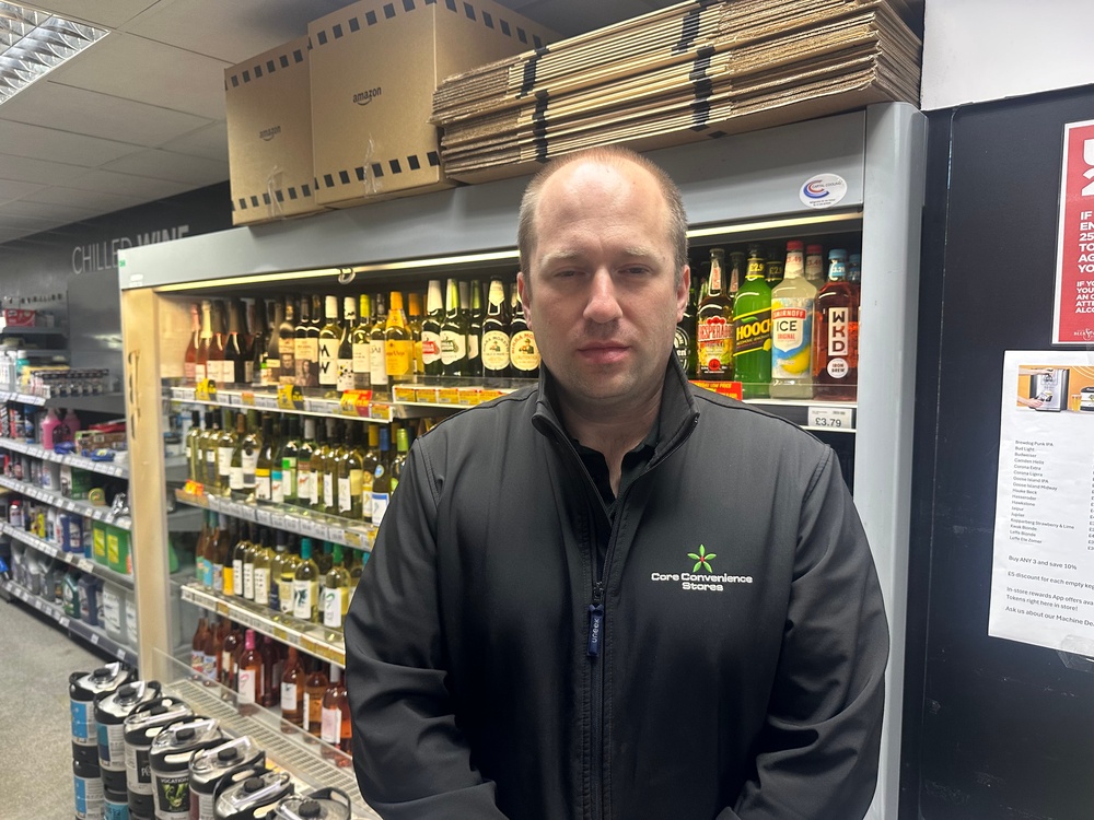 Andrew Board, who runs Core Convenience in Durham, often stops shoplifters attempting to flee his store (Alex Ross/The Independent)