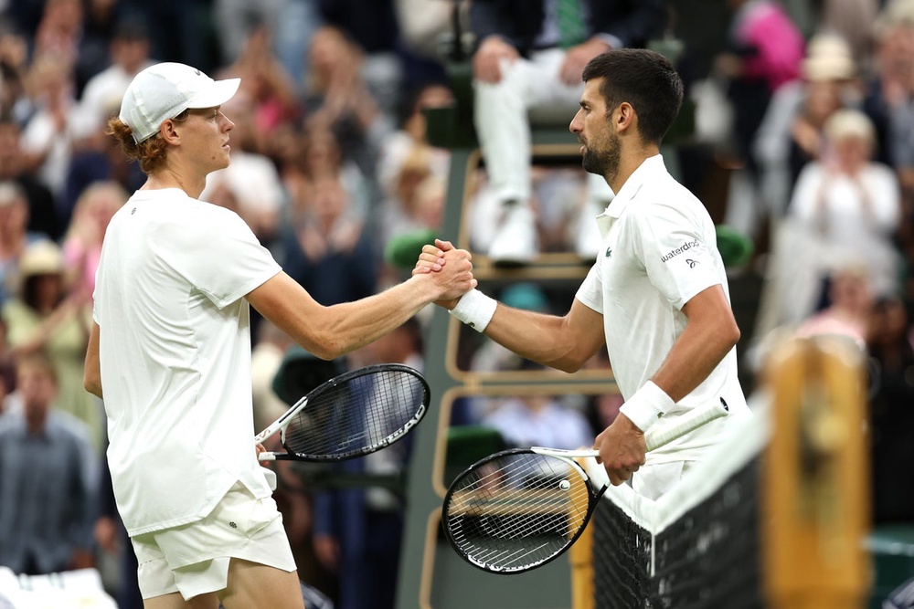 Image from: Novak Djokovic vs Jannik Sinner live: Wimbledon semi-final score as Italian sets up Alcaraz rematch