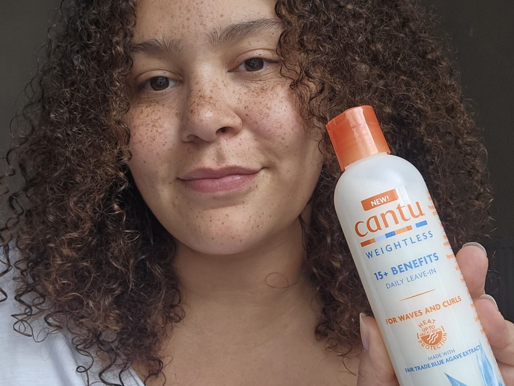 While Cantu's leave-in product didn't completely tame frizz, it delivered glossy curls without greasy residue (The Independent/Fionola Delaney)