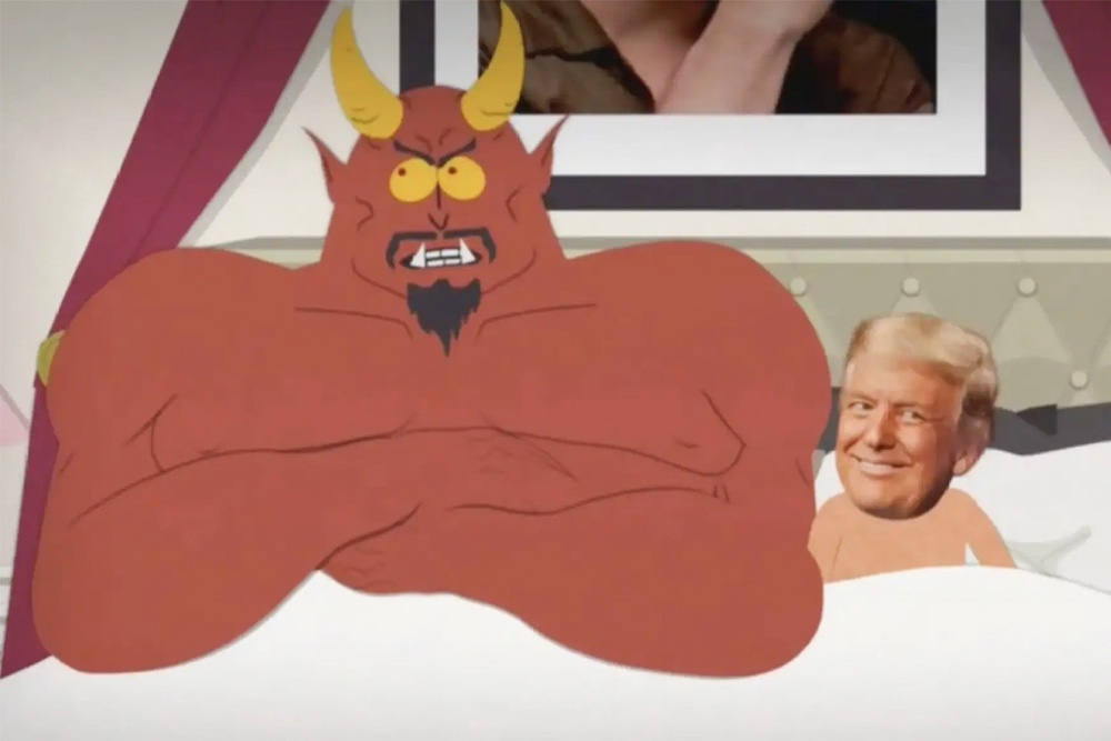 Trump is depicted in a sexual relationship with Satan in the last season of ‘South Park’ (Comedy Central)