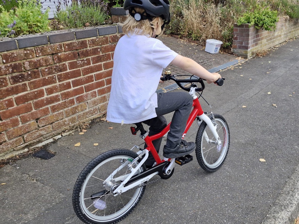 My five-year-old tester couldn’t get enough of this bike (Kayleigh Rattle/The Independent)