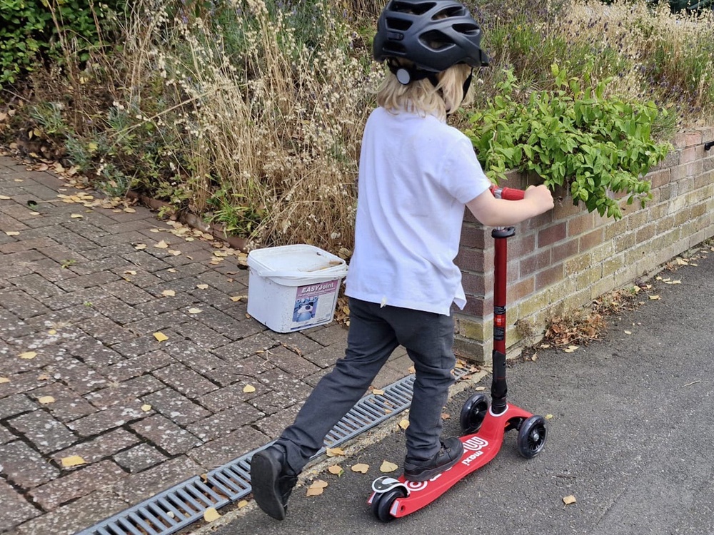 My five-year-old enjoyed putting this scooter to the test (Kayleigh Rattle/The Independent)