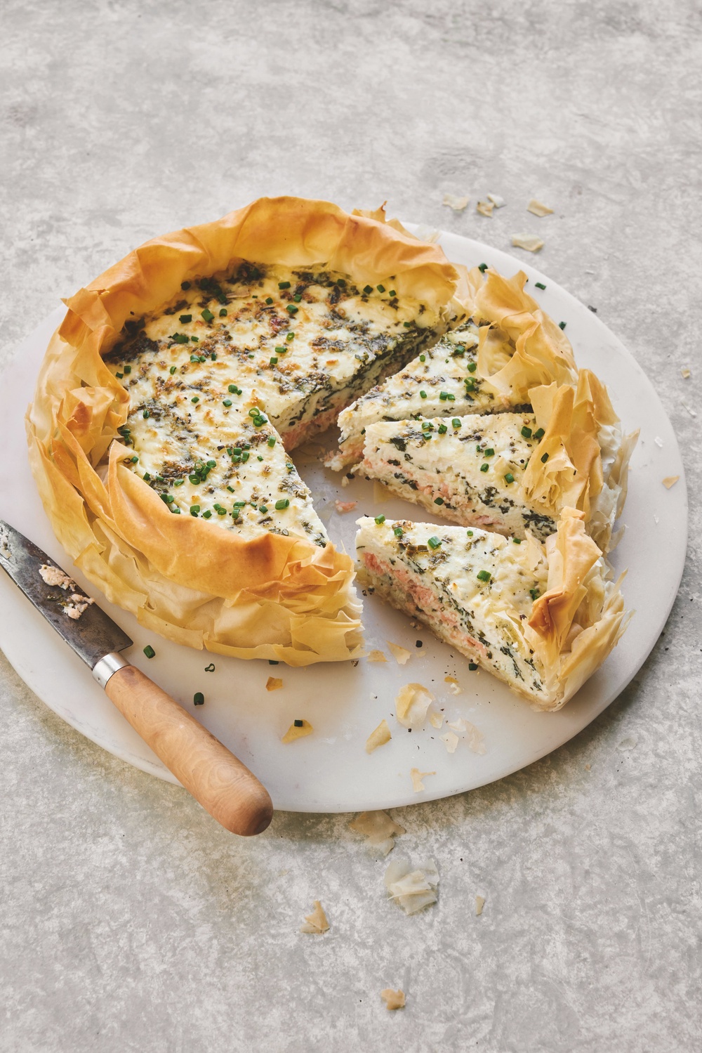 A lighter take on quiche, with filo layers and a creamy cottage cheese base – perfect for lunchboxes or a weekend bake to slice up through the week (Clare Winfield)